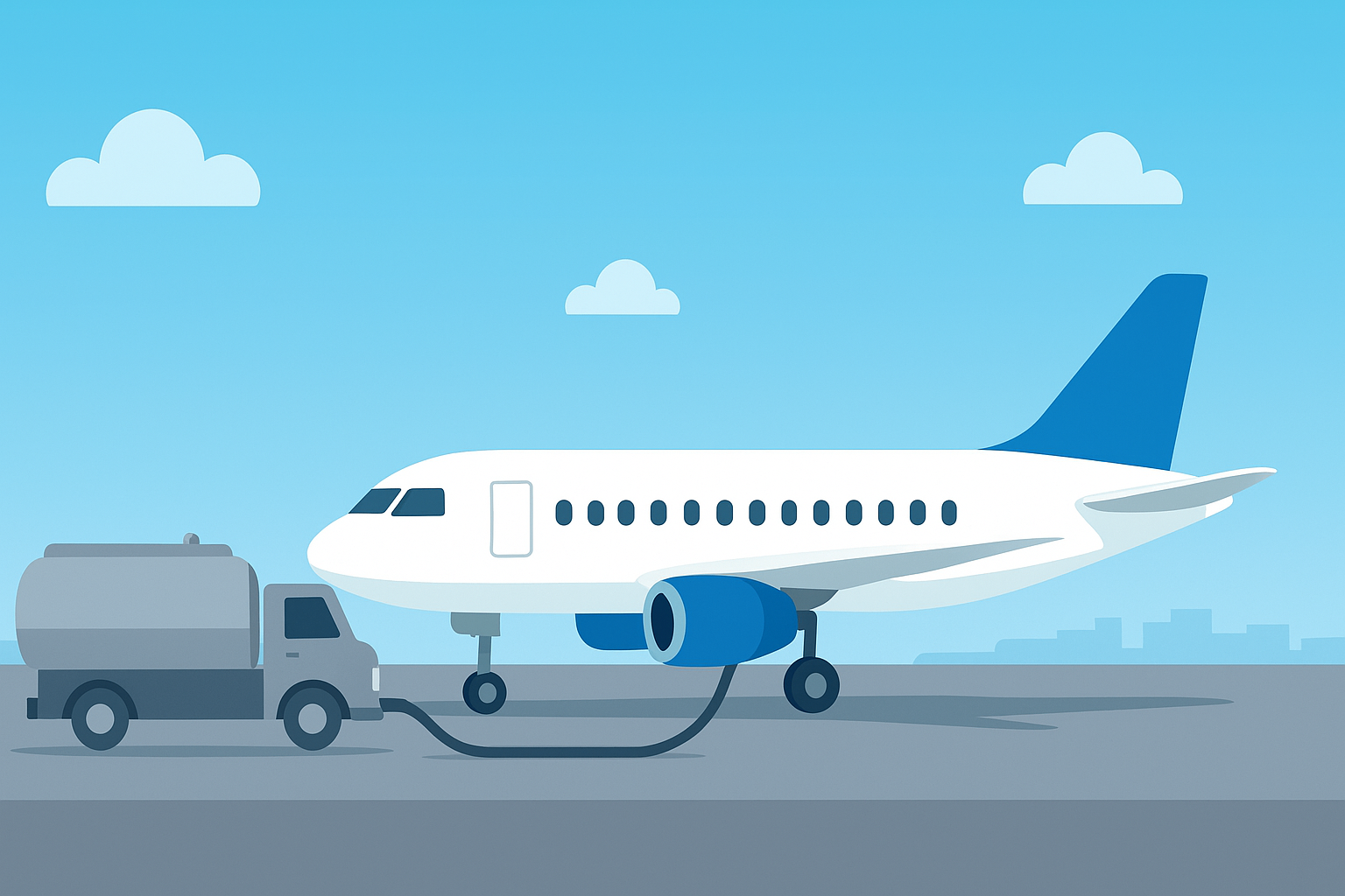 Avião abastecendo no solo